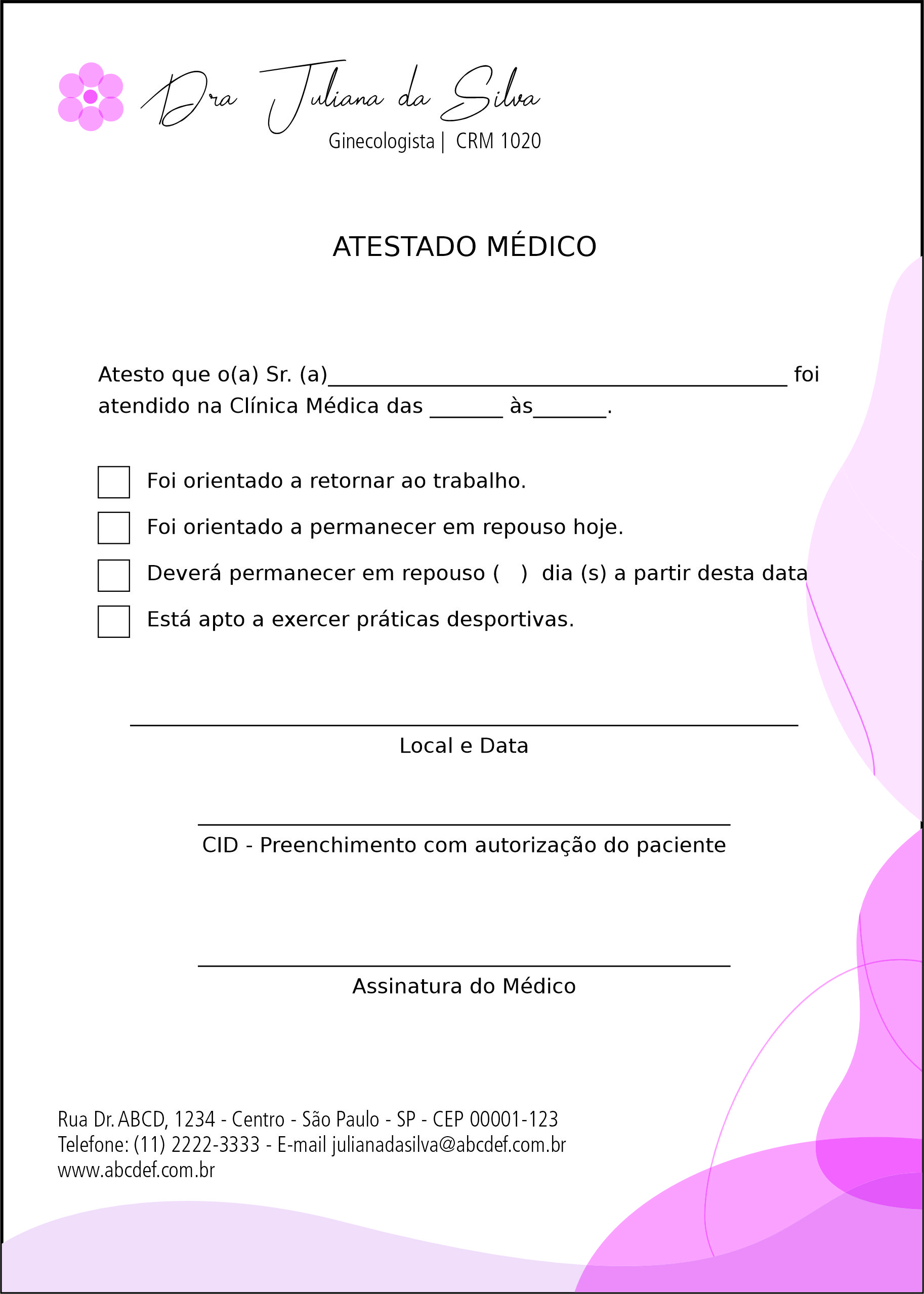 Atestado Ginecologia Albuquerque