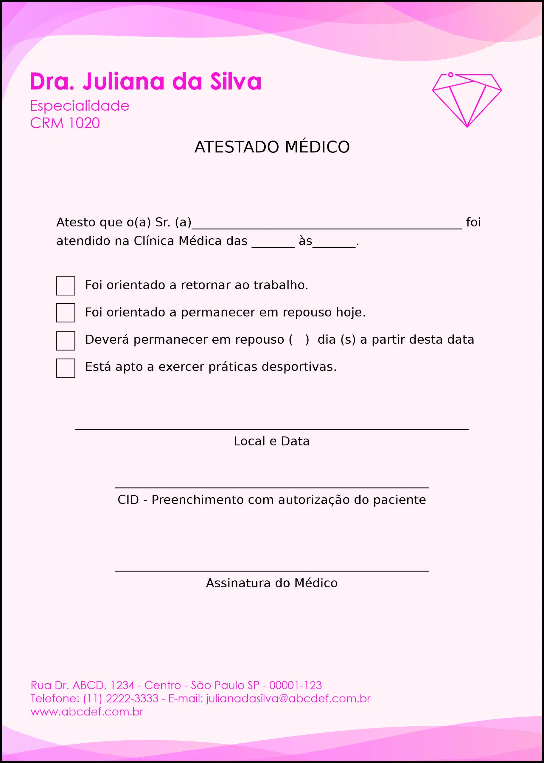 Atestado Ginecologia Miami