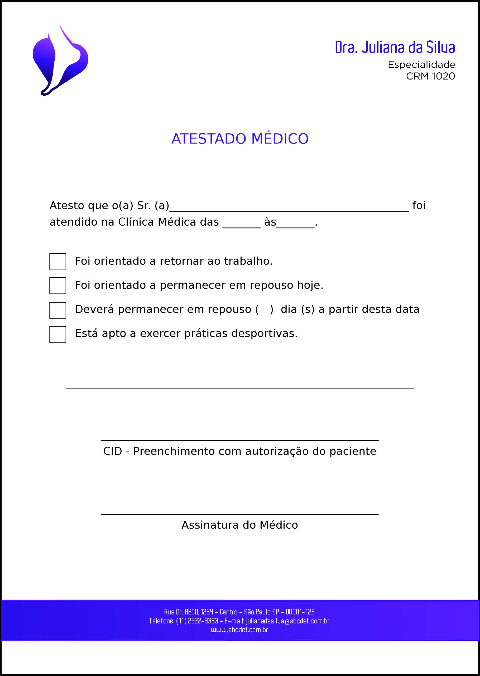 Atestado Ortopedia Atenas