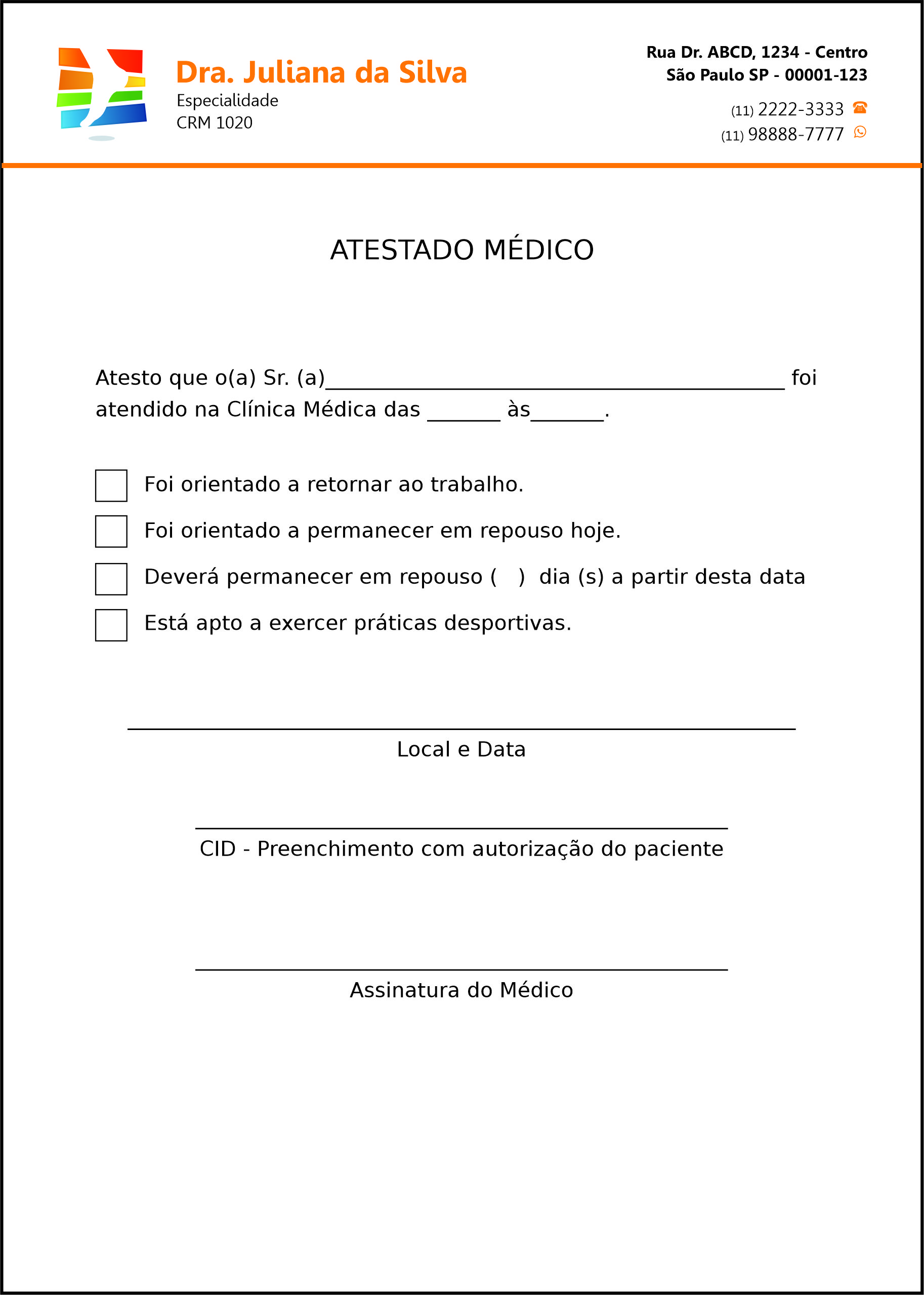 Atestado Ortopedia Lárissa