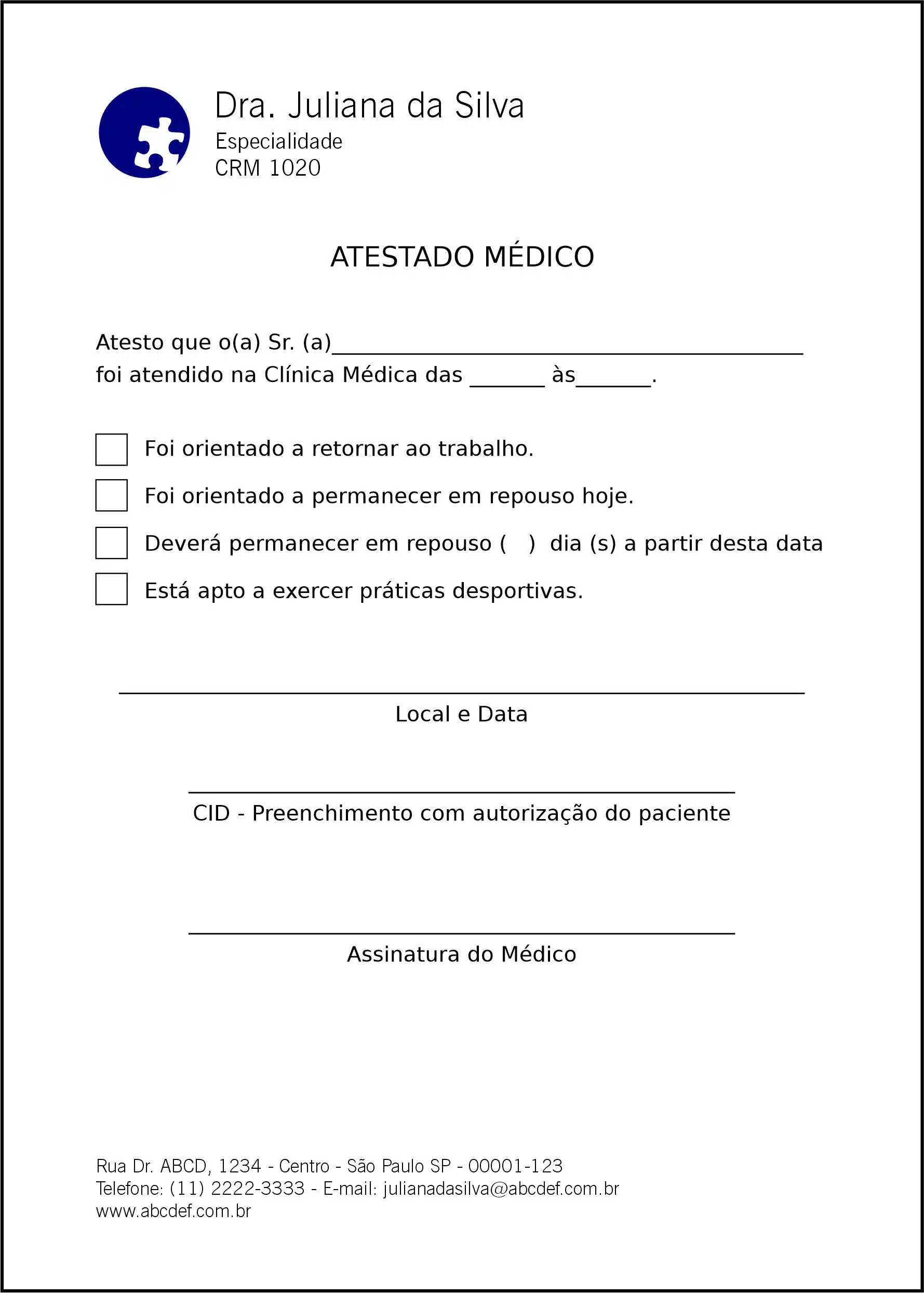 Atestado Psiquiatra e Neurologista Roma