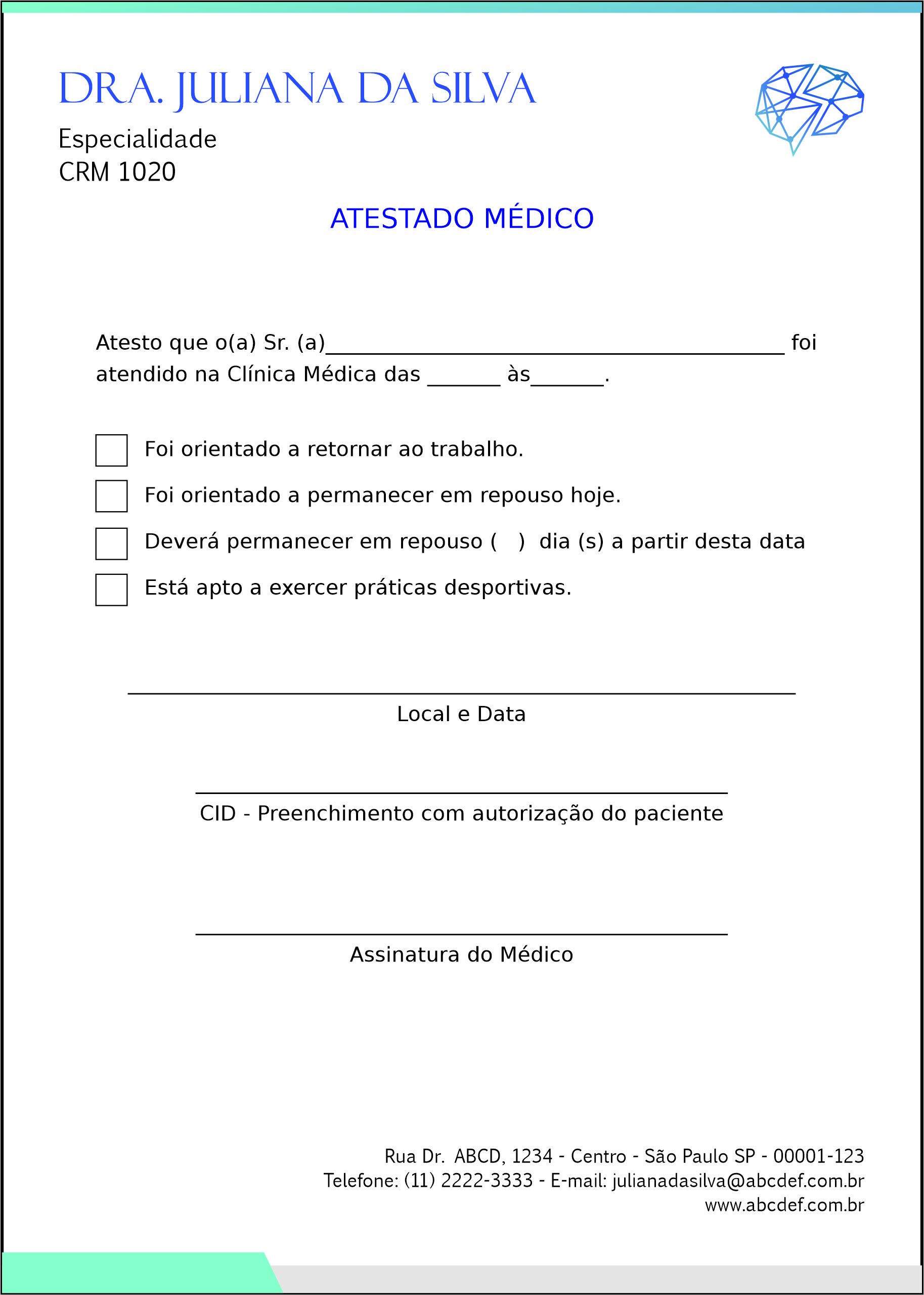 Atestado Psiquiatra e Neurologista Leeds