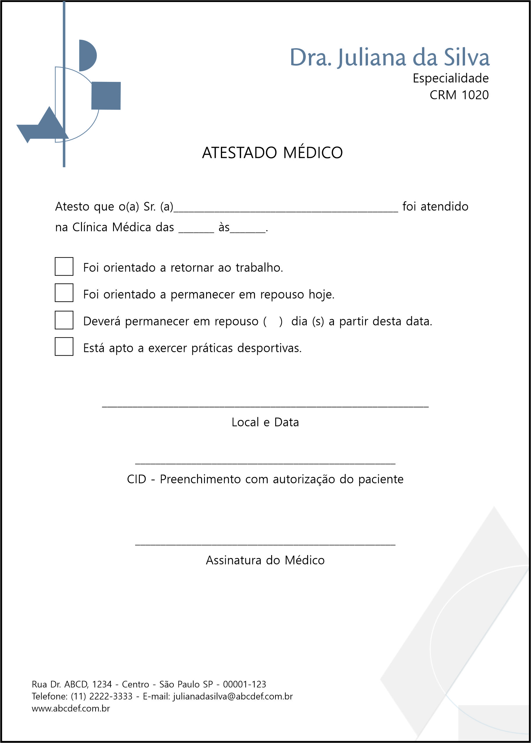 Atestado Psiquiatra e Neurologista Siena
