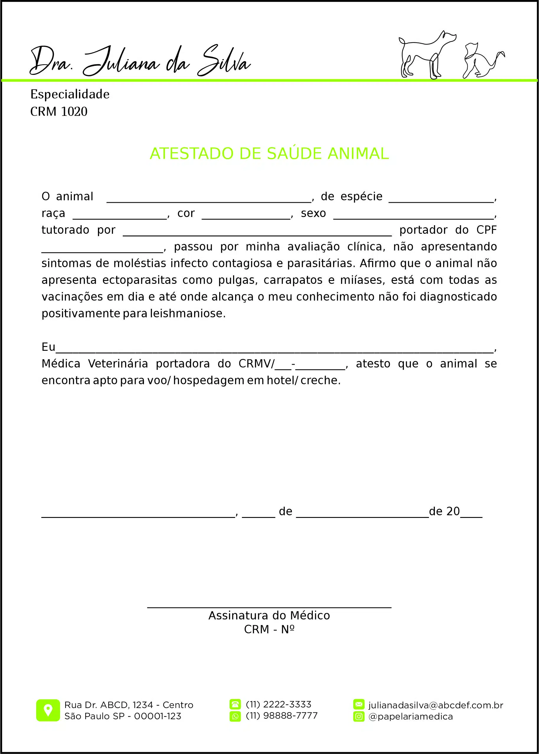 Atestado Veterinário Leobens