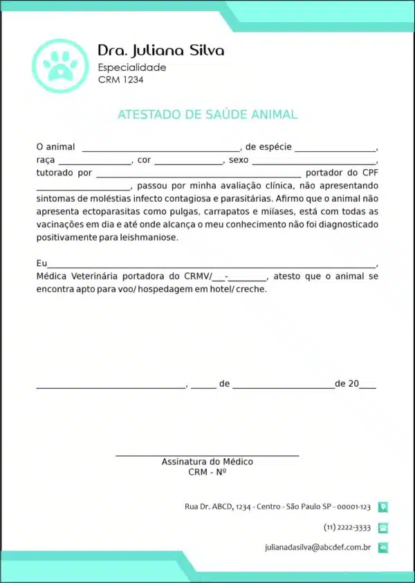 Atestado Veterinário Traun Atestado Veterinário Traun
