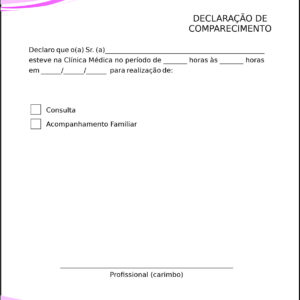 Declaração de Comparecimento Clínica Geral Berenice II