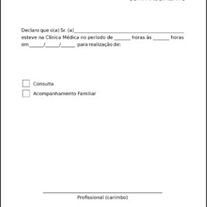 Declaração de Comparecimento Clínica Geral Sohag