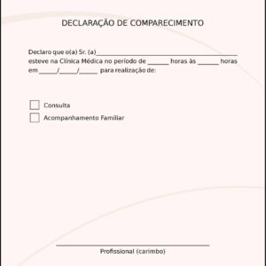 Declaração de Comparecimento Clínica Geral Rosetta
