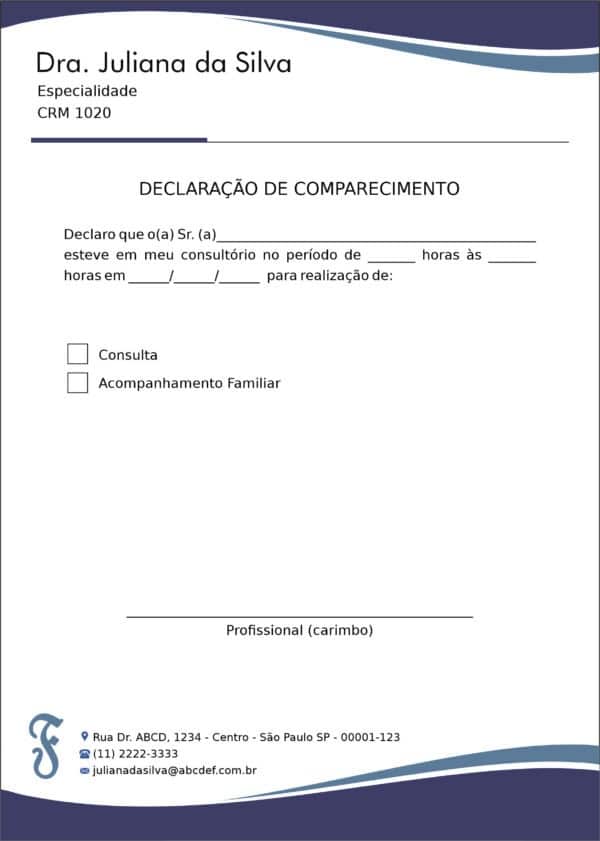 Declaração de Comparecimento Fonoaudiologia Tihany Declaração de Comparecimento Fonoaudiologia Tihany