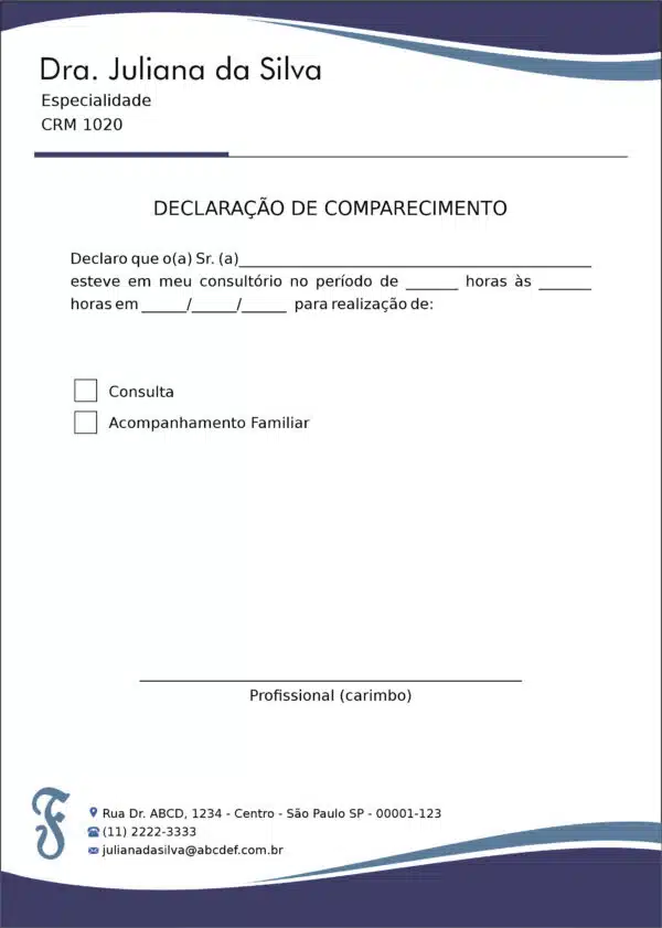 Declaração de Comparecimento Fonoaudiologia Tihany Declaração de Comparecimento Fonoaudiologia Tihany