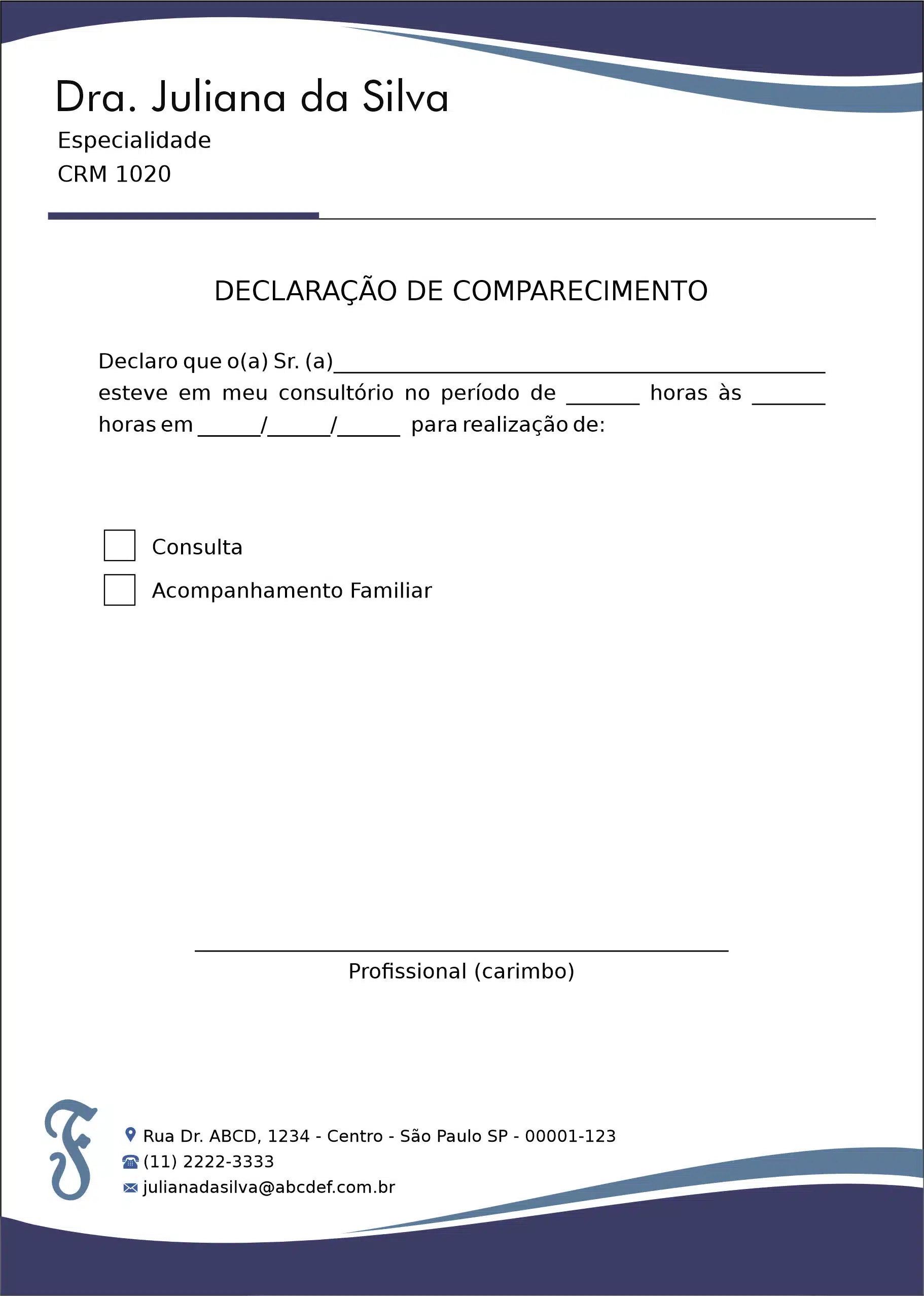 Declaração de Comparecimento Fonoaudiologia Tihany