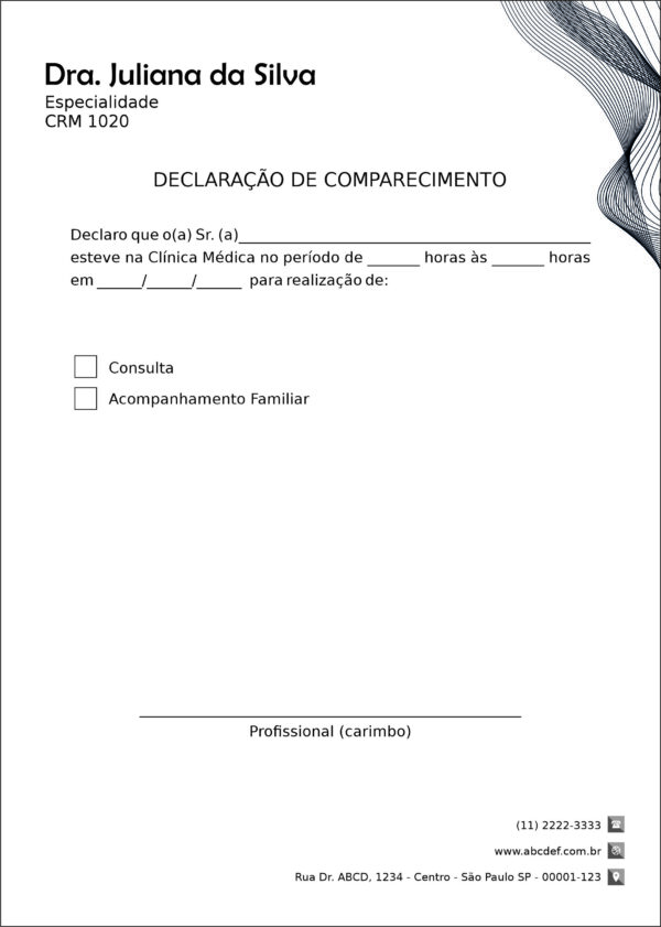 Declaração de Comparecimento Otorrinolaringologia Granada Declaração de Comparecimento Otorrinolaringologia Granada