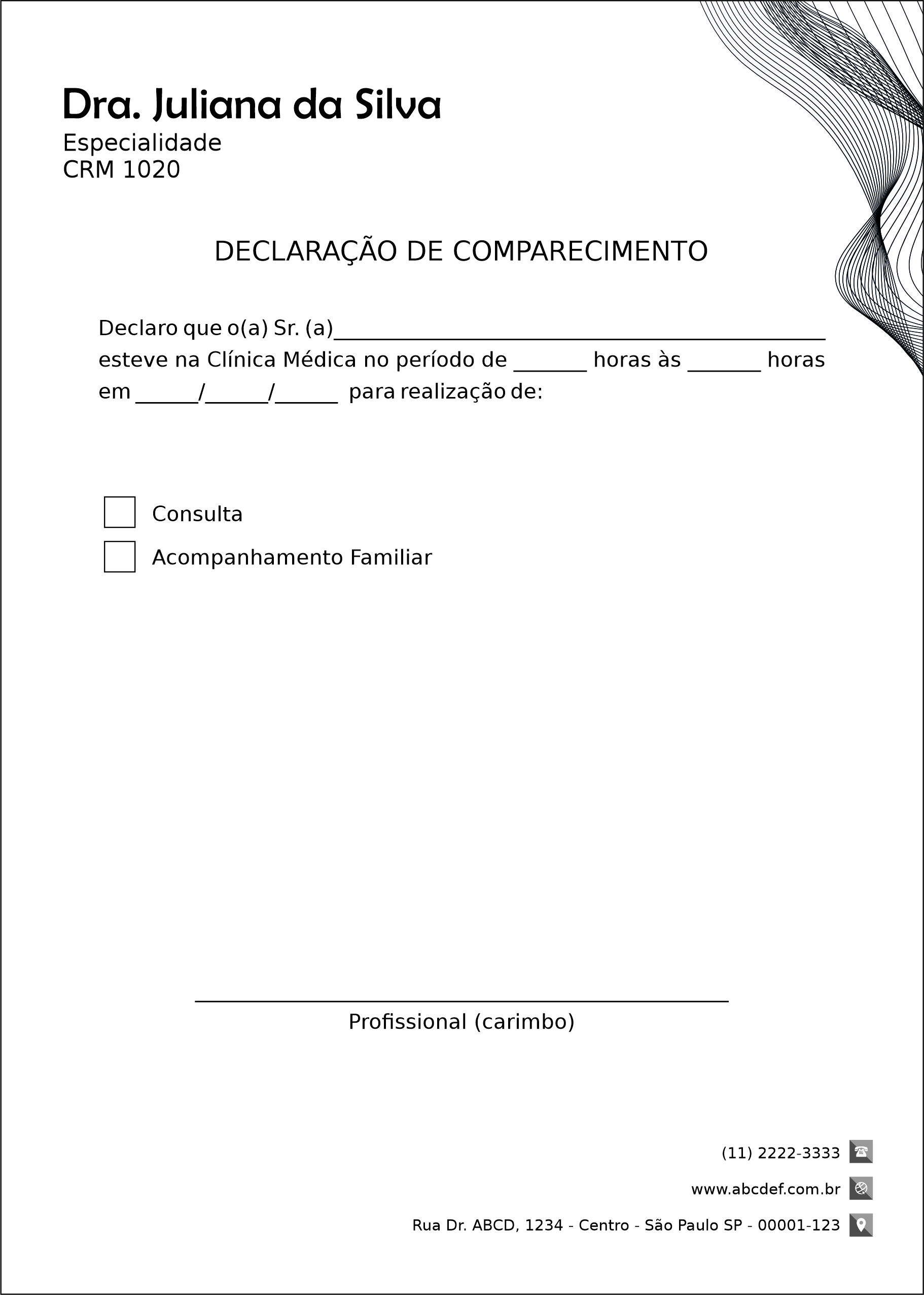Declaração de Comparecimento Otorrinolaringologia Granada