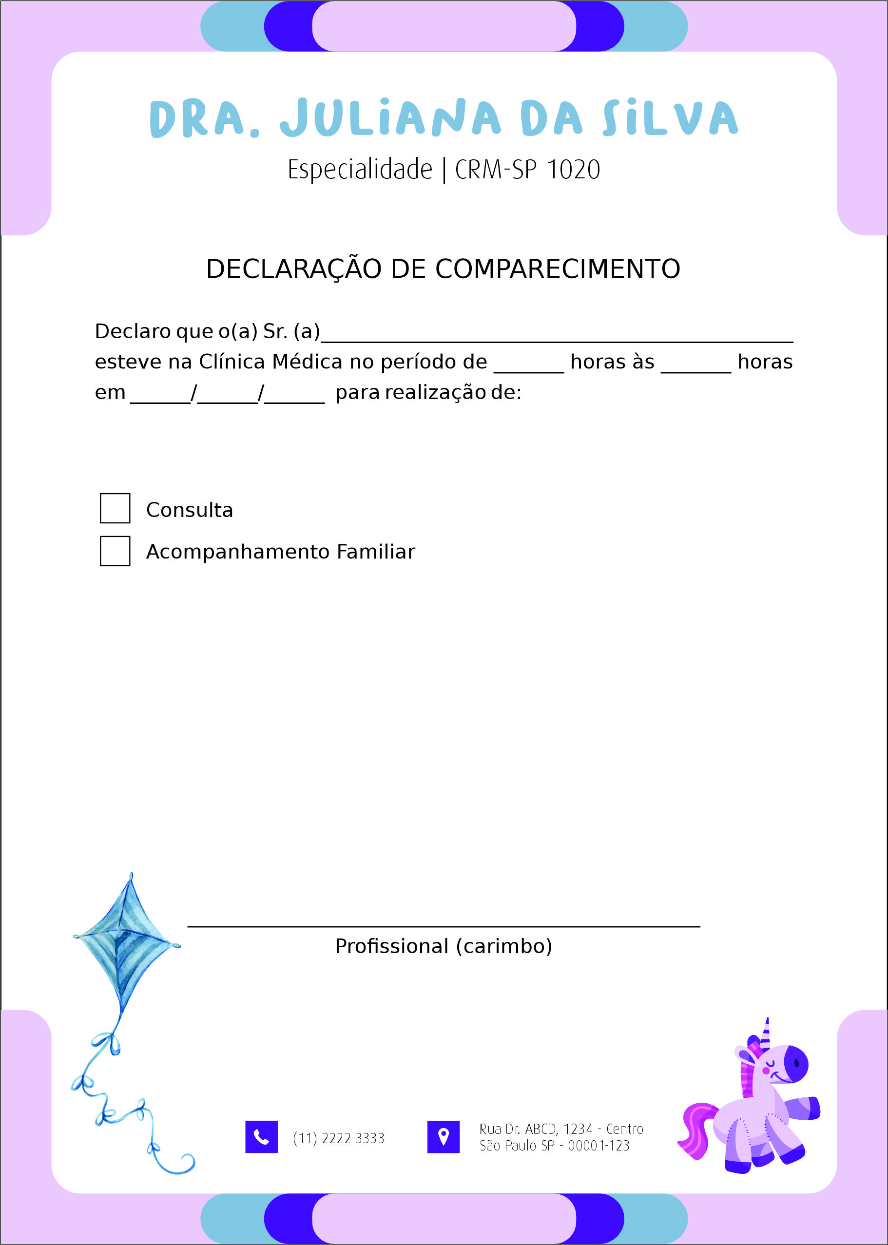 Declaração de Comparecimento Pediatra Lódz