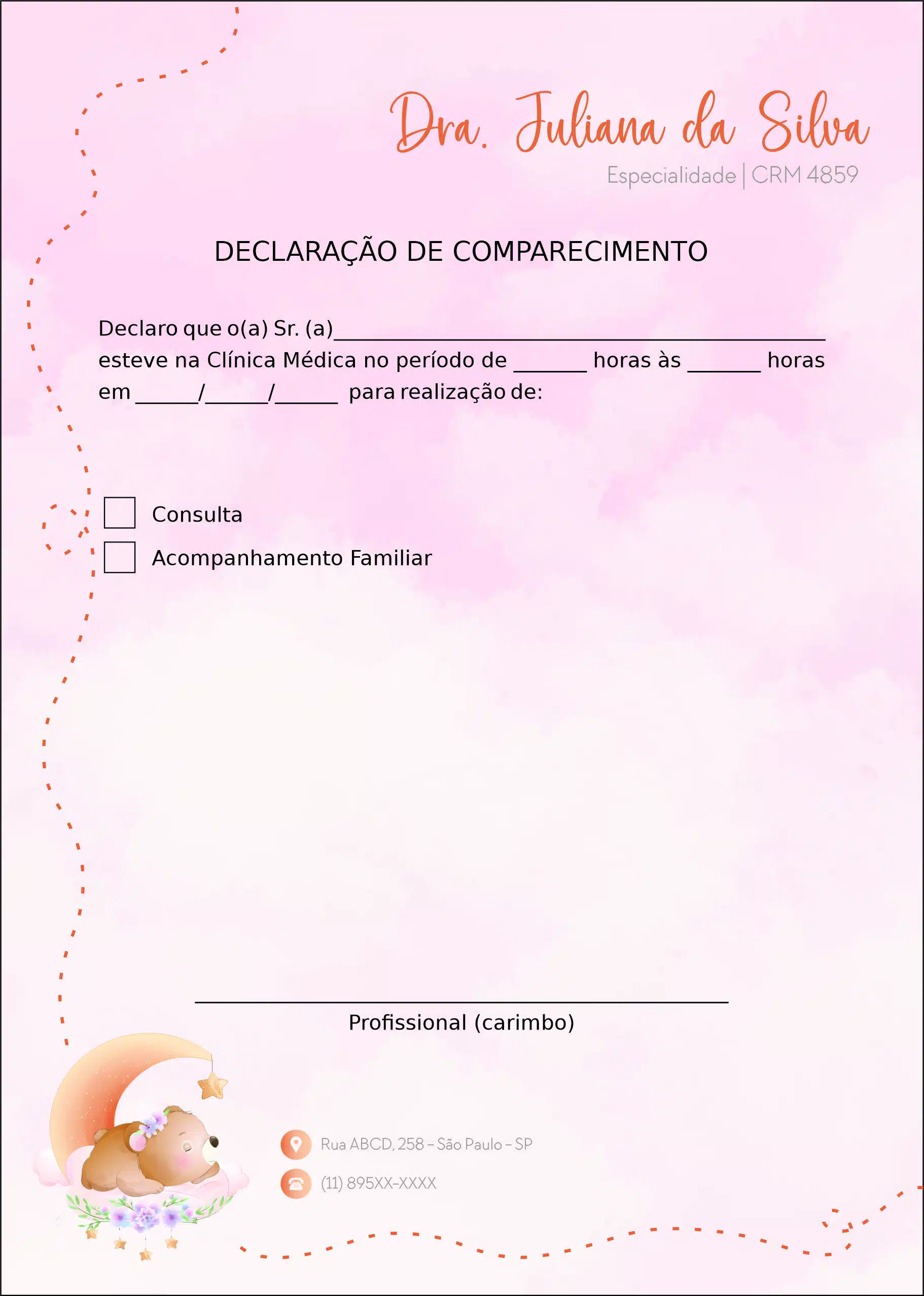 Declaração de Comparecimento Pediatra Poznan