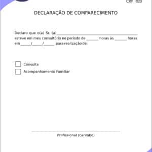 Declaração de Comparecimento Psicológico Bamberg