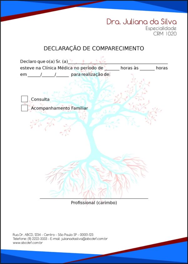 Declaração de Comparecimento Angiologia e Vascular Gante Declaração de Comparecimento Angiologia e Vascular Gante