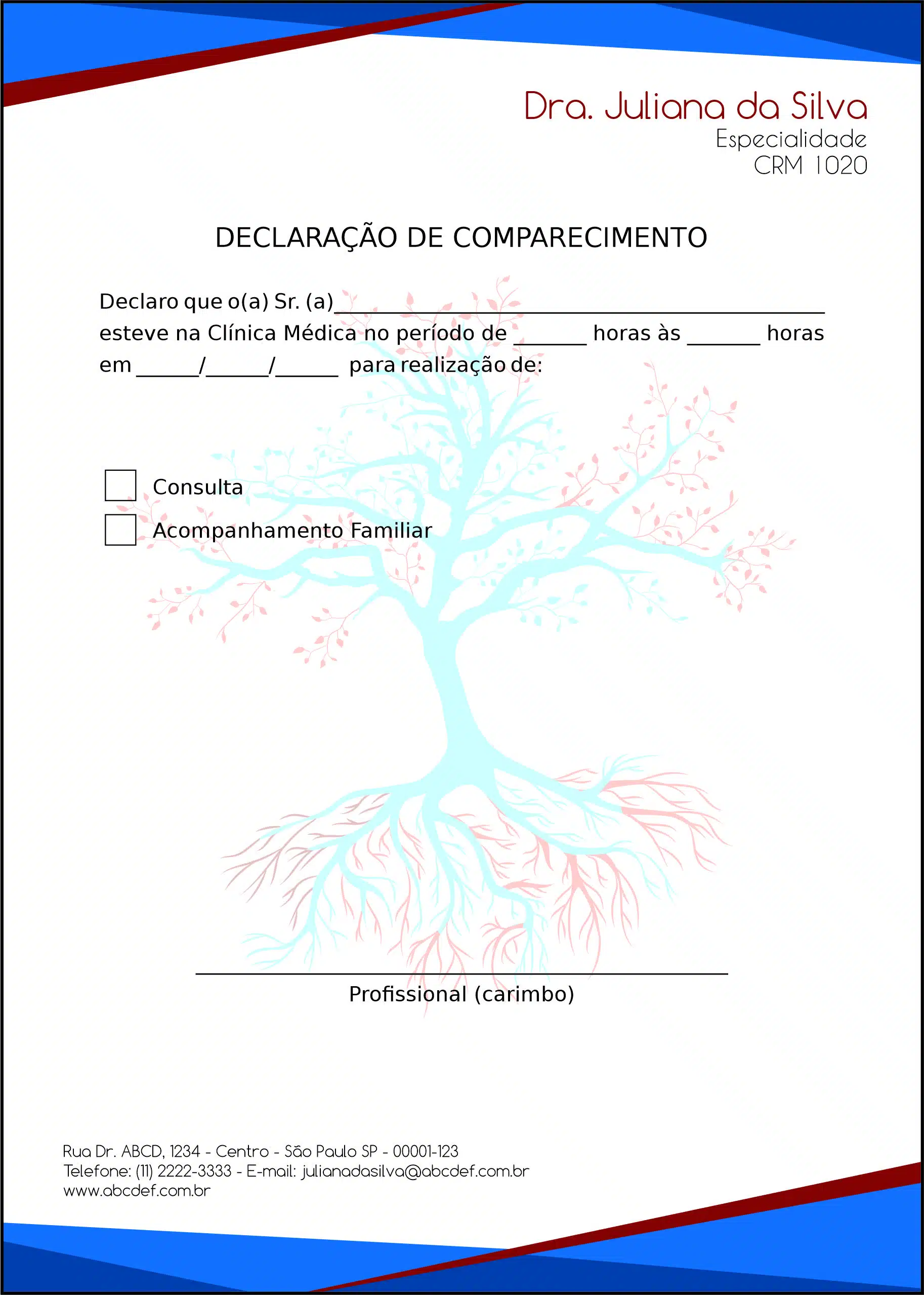 Declaração de Comparecimento Angiologia e Vascular Gante