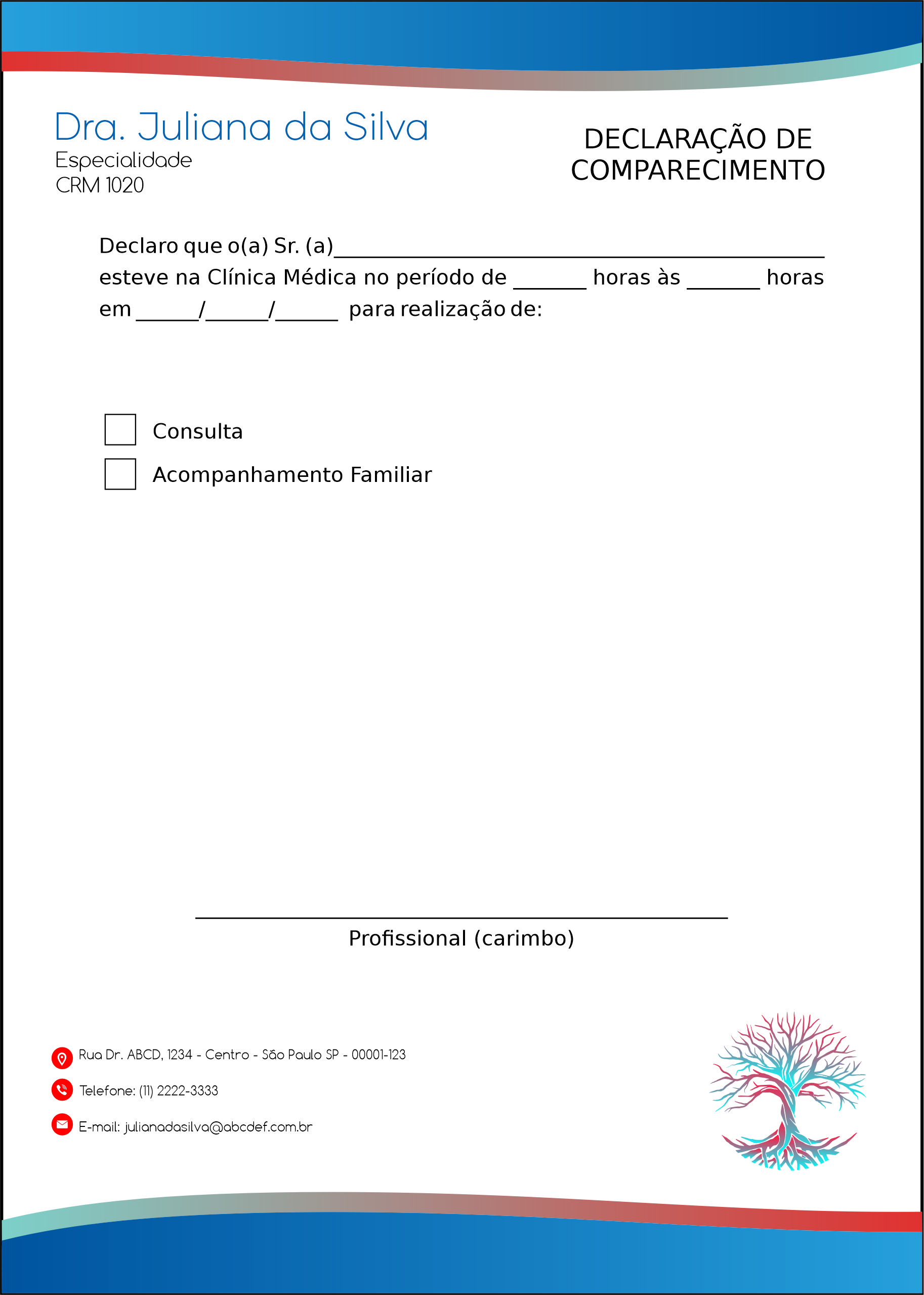 Declaração de Comparecimento Angiologia e Vascular Bruges