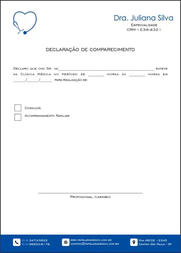 Declaração de Comparecimento Cardiologista Amsterdam Declaração de Comparecimento Cardiologista Amsterdam