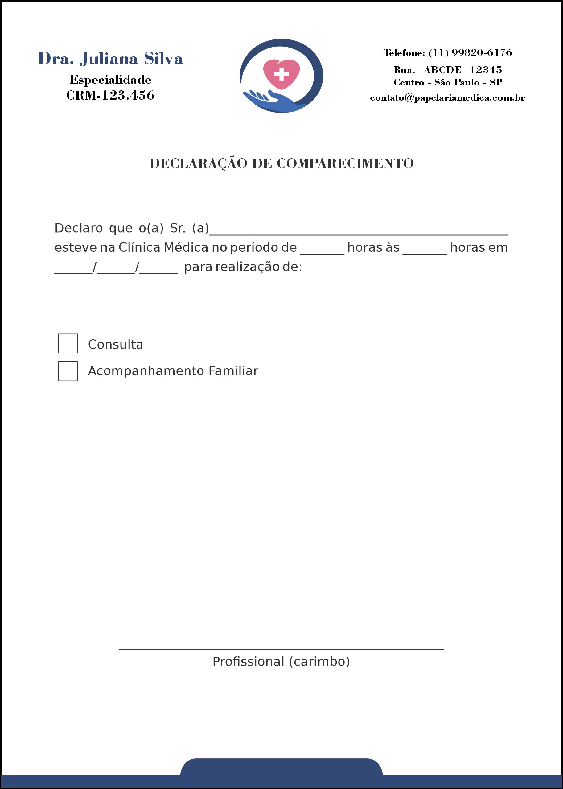 Declaração de Comparecimento Cardiologista Rotterdam