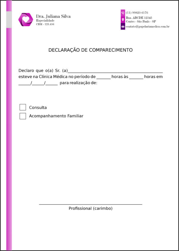 Declaração de Comparecimento Cardiologista Breda Declaração de Comparecimento Cardiologista Breda