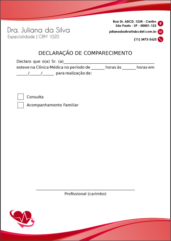 Declaração de Comparecimento Cardiologista Gouda Declaração de Comparecimento Cardiologista Gouda