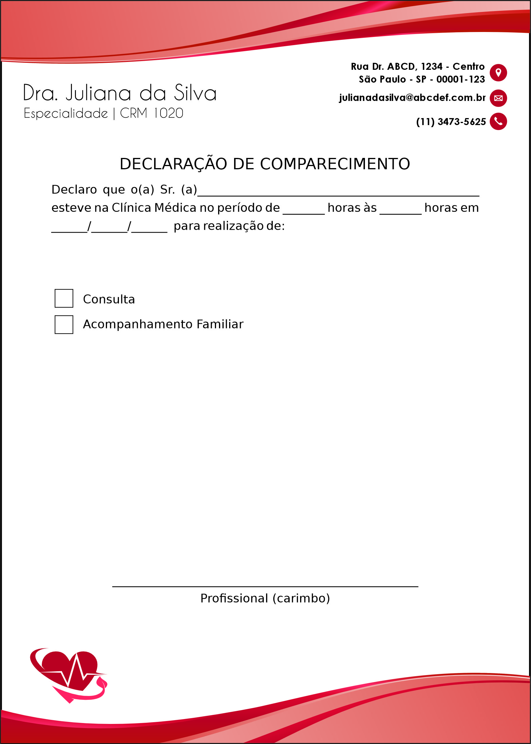 Declaração de Comparecimento Cardiologista Gouda