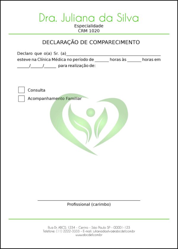 Declaração de Comparecimento Endocrinologia Winnipeg Declaração de Comparecimento Endocrinologia Winnipeg