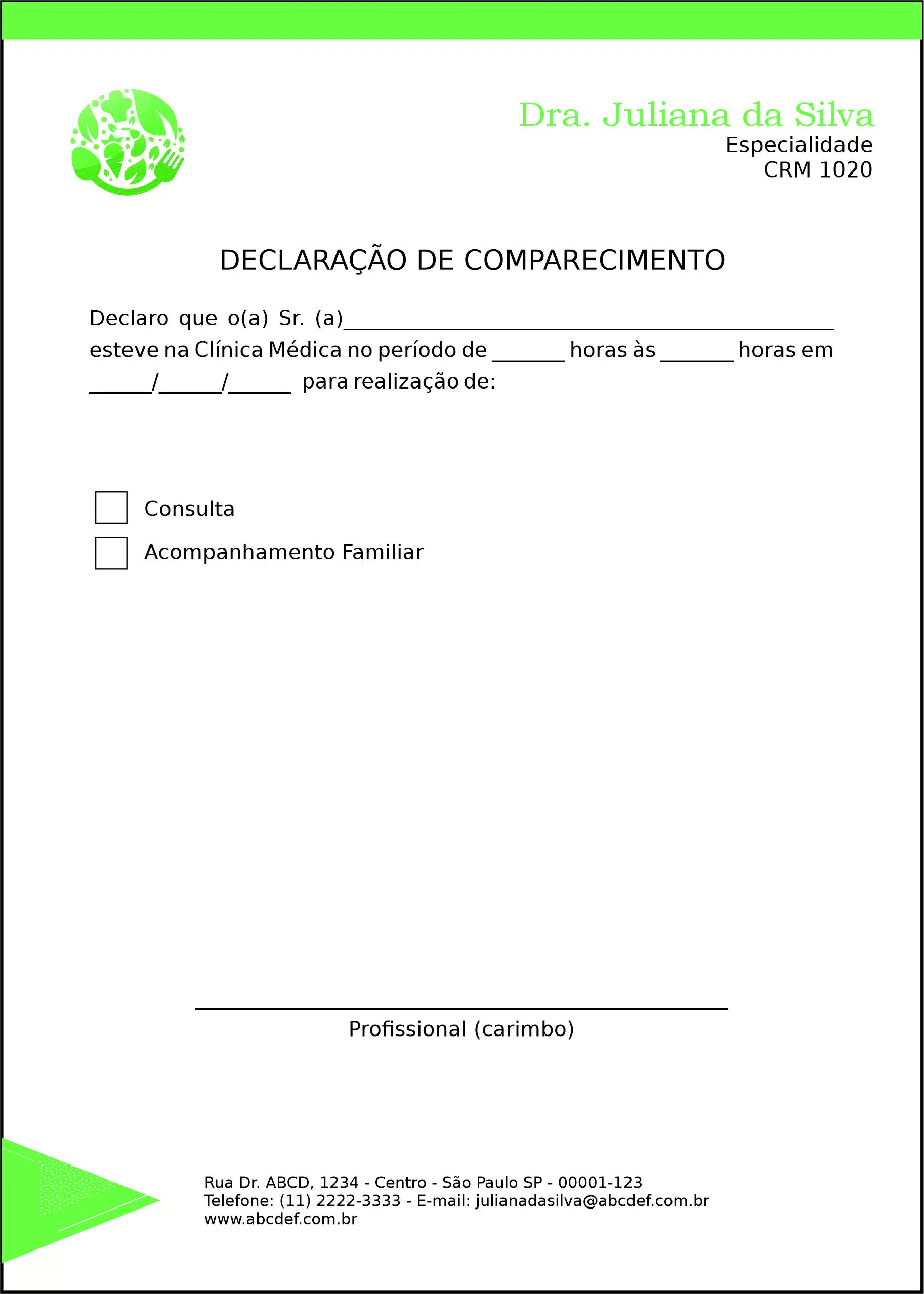 Declaração de Comparecimento Endocrinologia Quebec