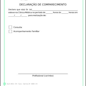 Declaração de Comparecimento Endocrinologia Vancouver