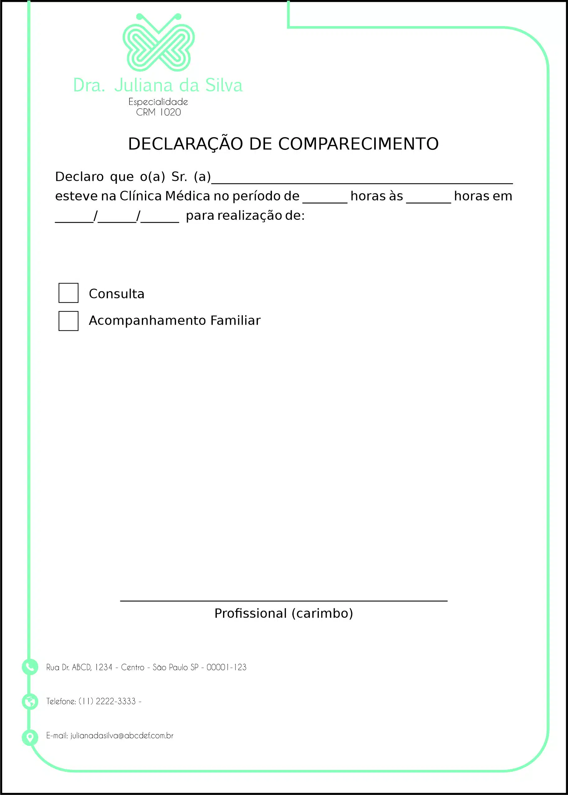 Declaração de Comparecimento Endocrinologia Vancouver