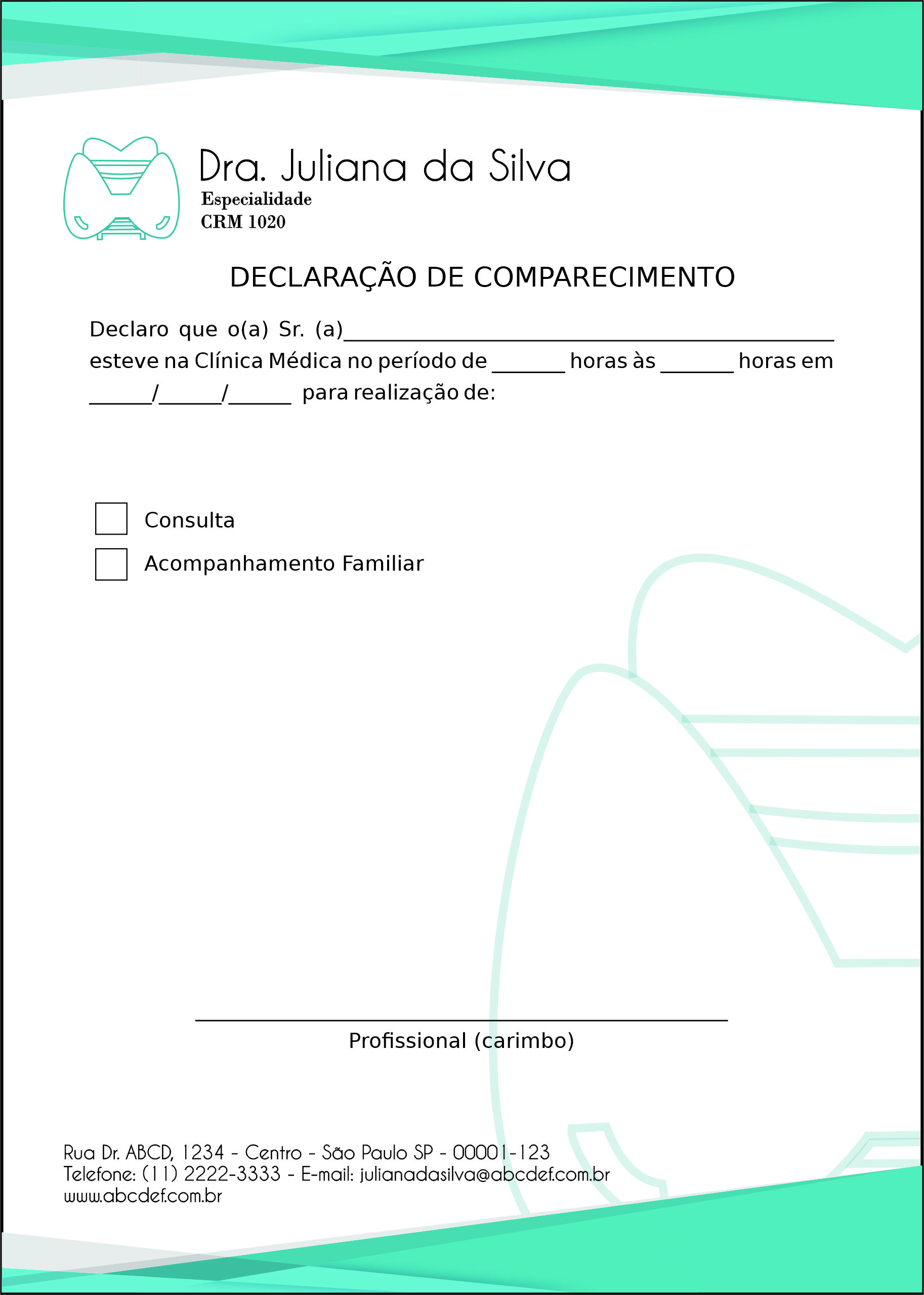 Declaração de Comparecimento Endocrinologista Montreal