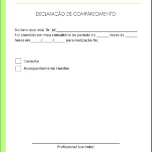 Declaração de Comparecimento Fisioterapia Corinto