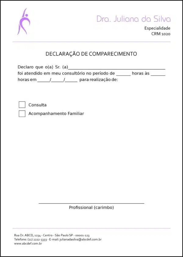 Declaração de Comparecimento Fisioterapia Troia Declaração de Comparecimento Fisioterapia Troia