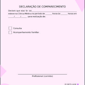 Declaração de Comparecimento Ginecologia Denver