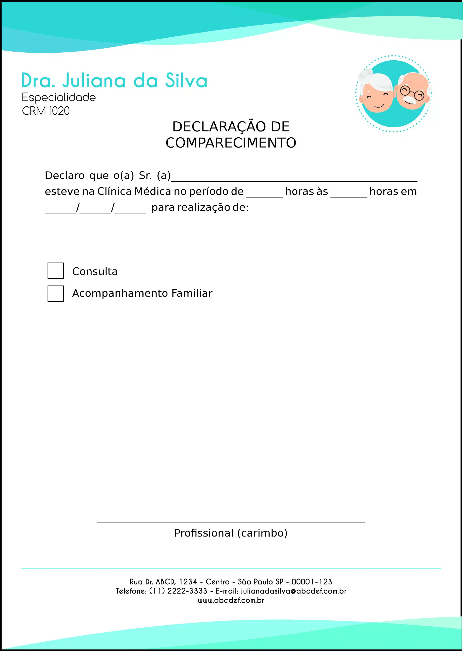Declaração de Comparecimento Geriatria Sari