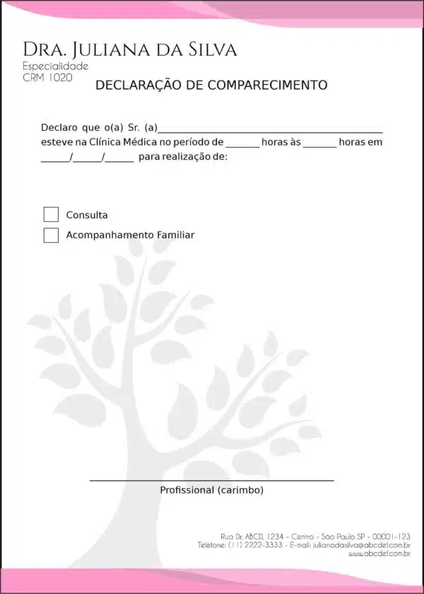 Declaração de Comparecimento Geriatria Carmânia Declaração de Comparecimento Geriatria Carmânia