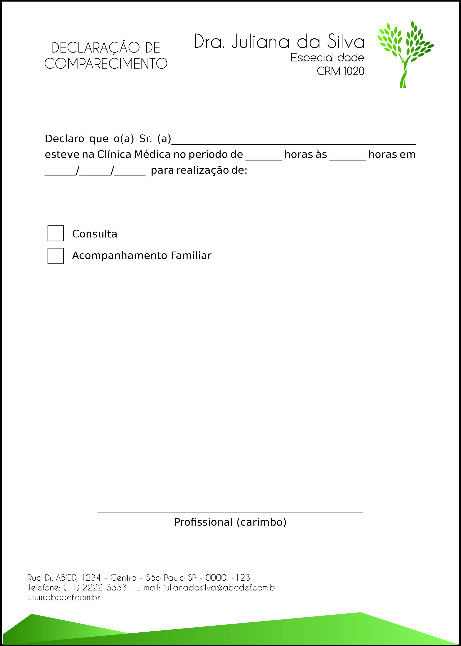 Declaração de Comparecimento Geriatria Amol
