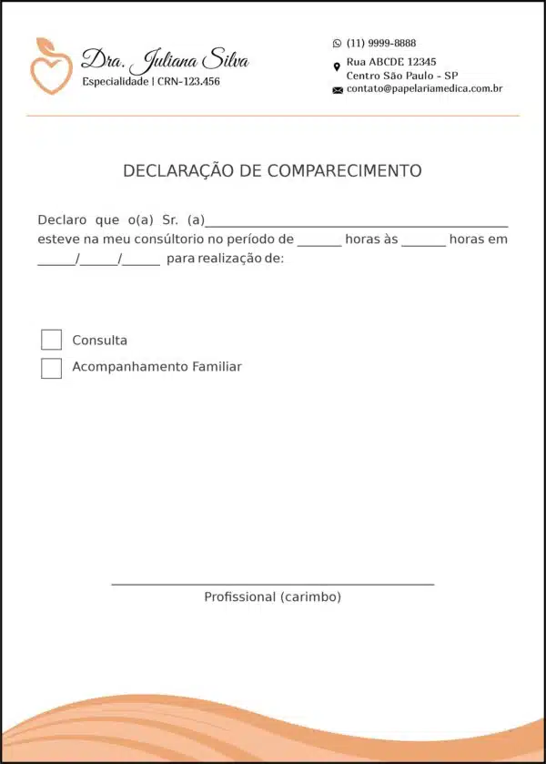 Declaração de Comparecimento Nutricionista La Plata Declaração de Comparecimento Nutricionista La Plata
