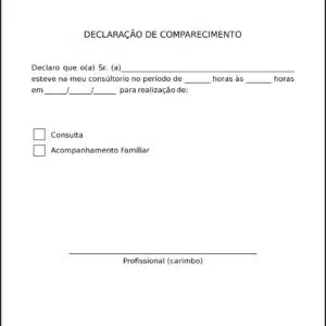 Declaração de Comparecimento Nutricionista Rosário