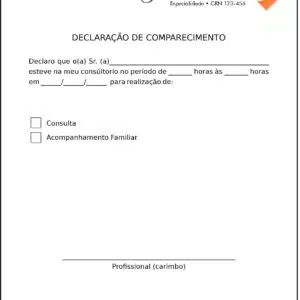 Declaração de Comparecimento Nutricionista Santa Fé
