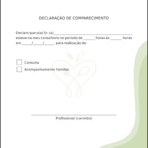 Declaração de Comparecimento Nutricionista Bariloche