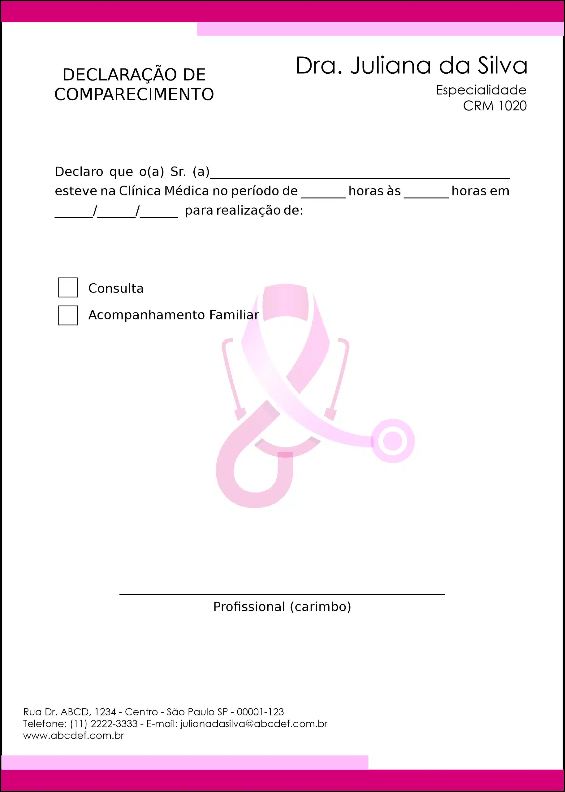 Declaração de Comparecimento Oncologia Osaka