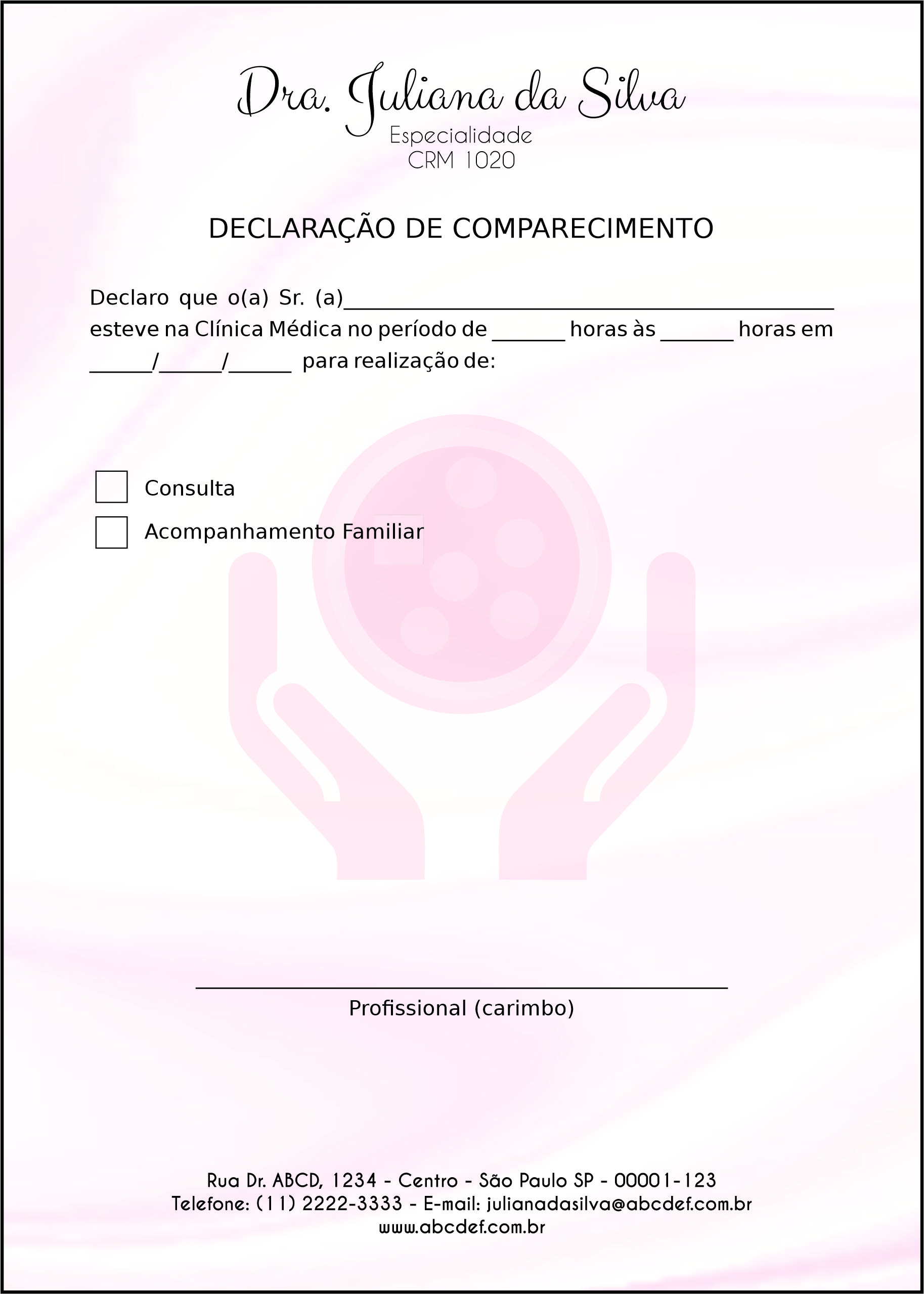 Declaração de Comparecimento Oncologia Yokohama