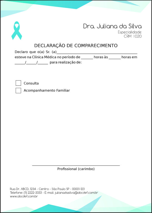 Declaração de Comparecimento Oncologia Kobe Declaração de Comparecimento Oncologia Kobe