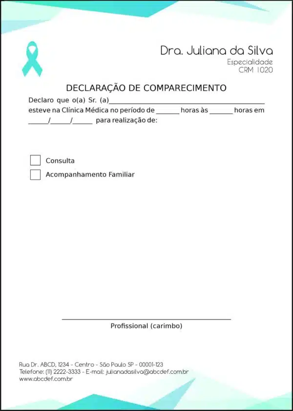 Declaração de Comparecimento Oncologia Kobe Declaração de Comparecimento Oncologia Kobe