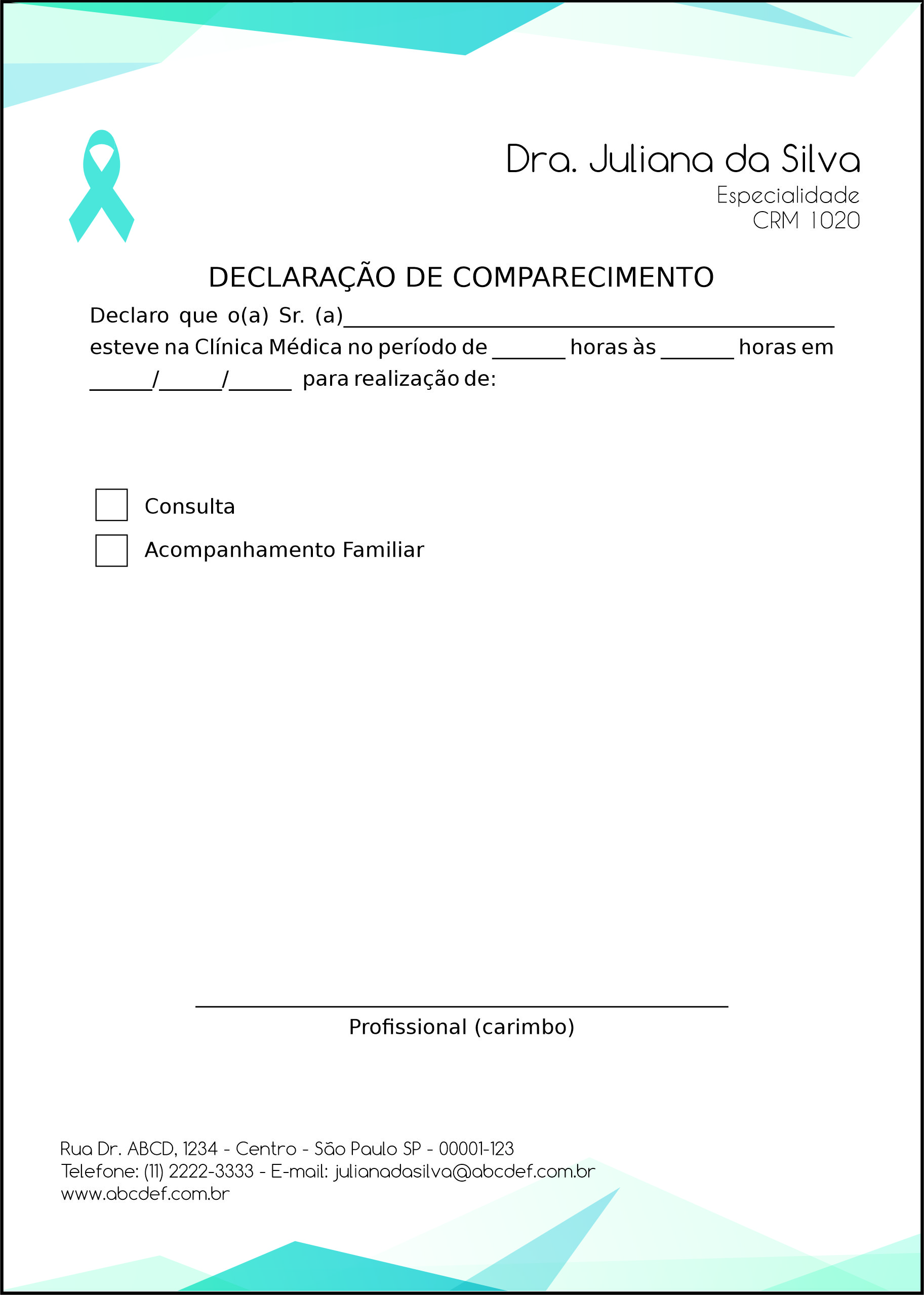 Declaração de Comparecimento Oncologia Kobe