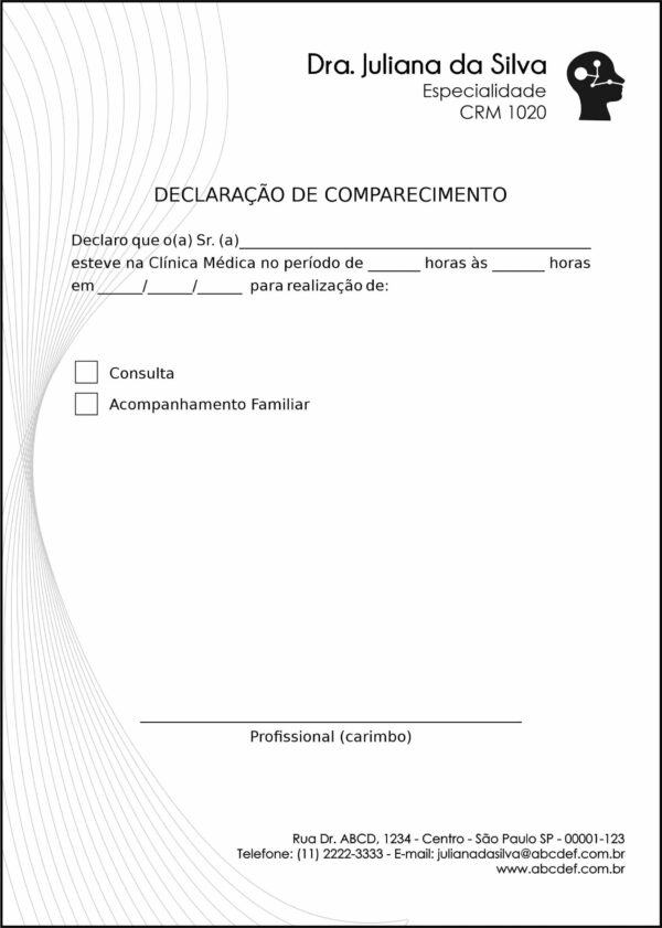 Declaração de Comparecimento Otorrinolaringologia Valencia Declaração de Comparecimento Otorrinolaringologia Valencia