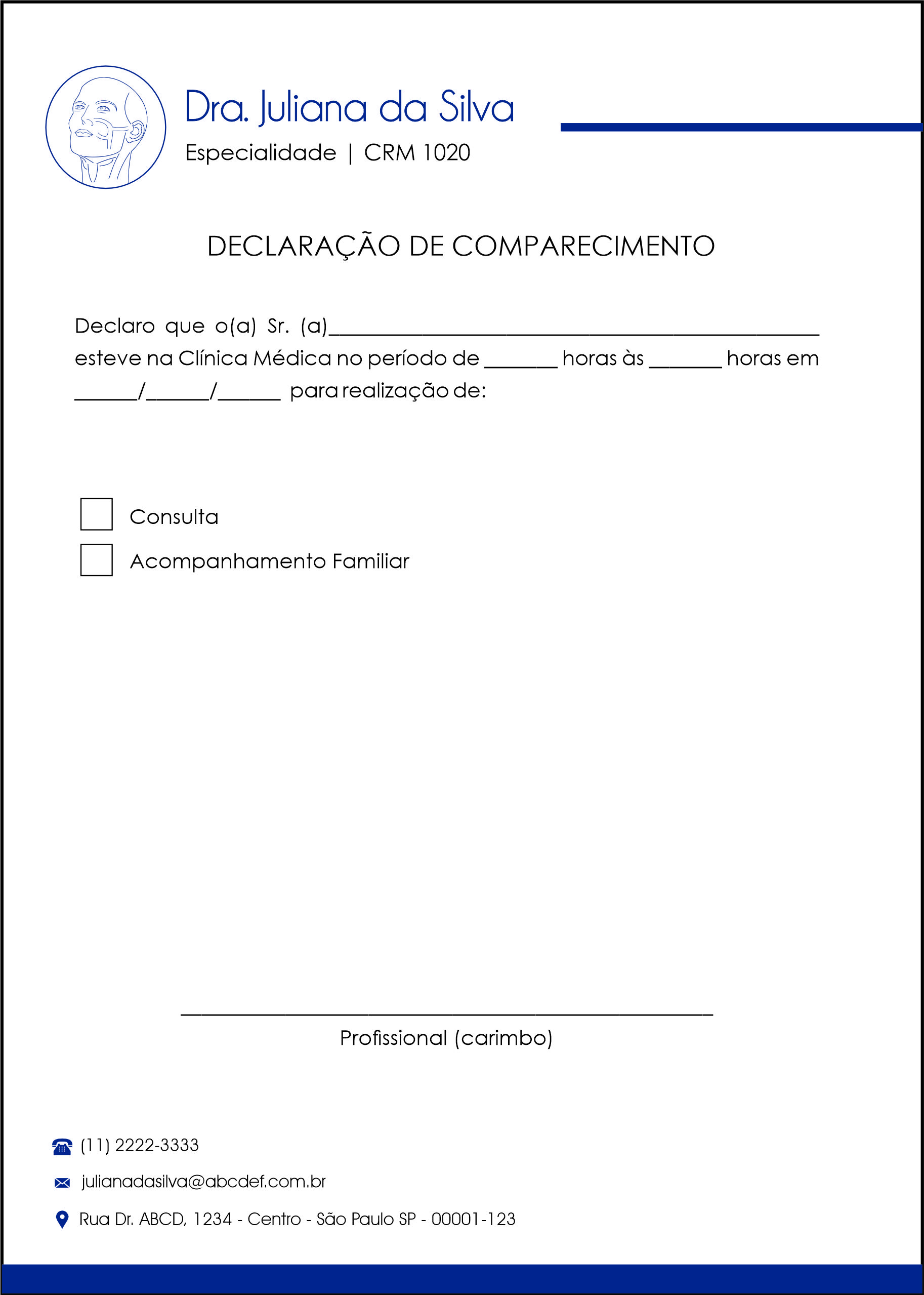 Declaração de Comparecimento Otorrinolaringologia Barcelona